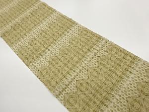 花々に抽象模様織出し名古屋帯